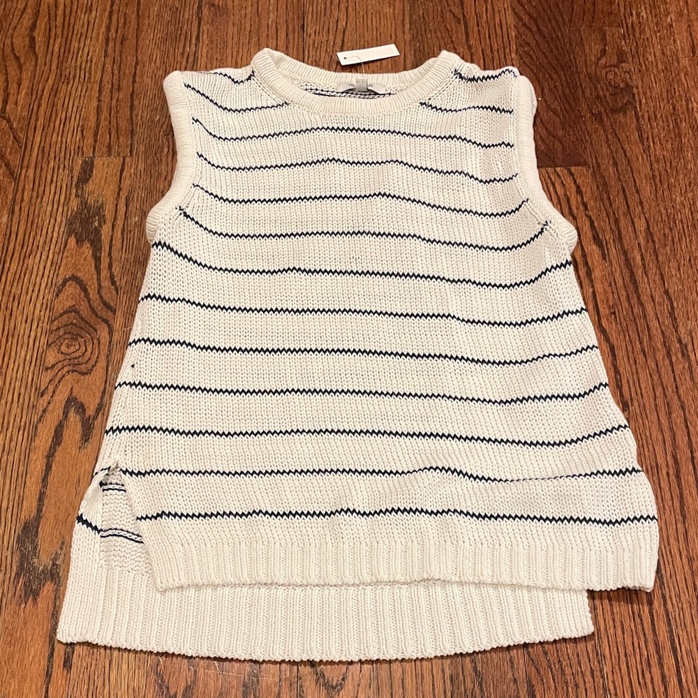 Madewell Striped Sleeveless Sweater in white and navy